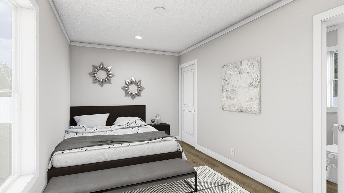 The YESTERDAY Guest Bedroom. This Manufactured Mobile Home features 1 bedroom and 1 bath.