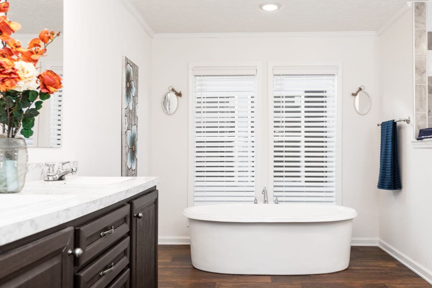 The 3321 CLASSIC Primary Bathroom. This Modular Home features 4 bedrooms and 2 baths.