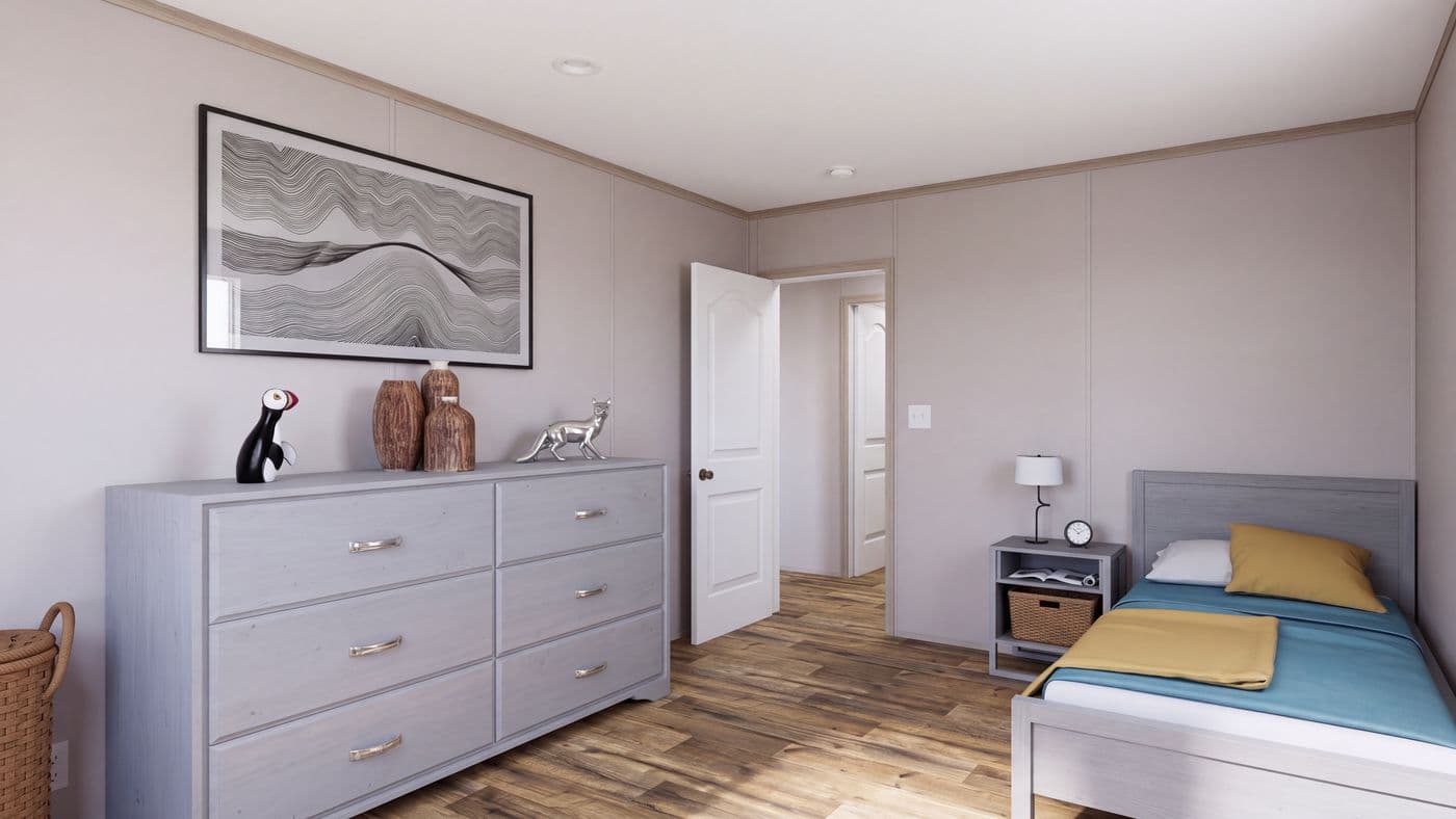 The MOUNTAIN BREEZE 3260 Bedroom. This Manufactured Mobile Home features 3 bedrooms and 2 baths.
