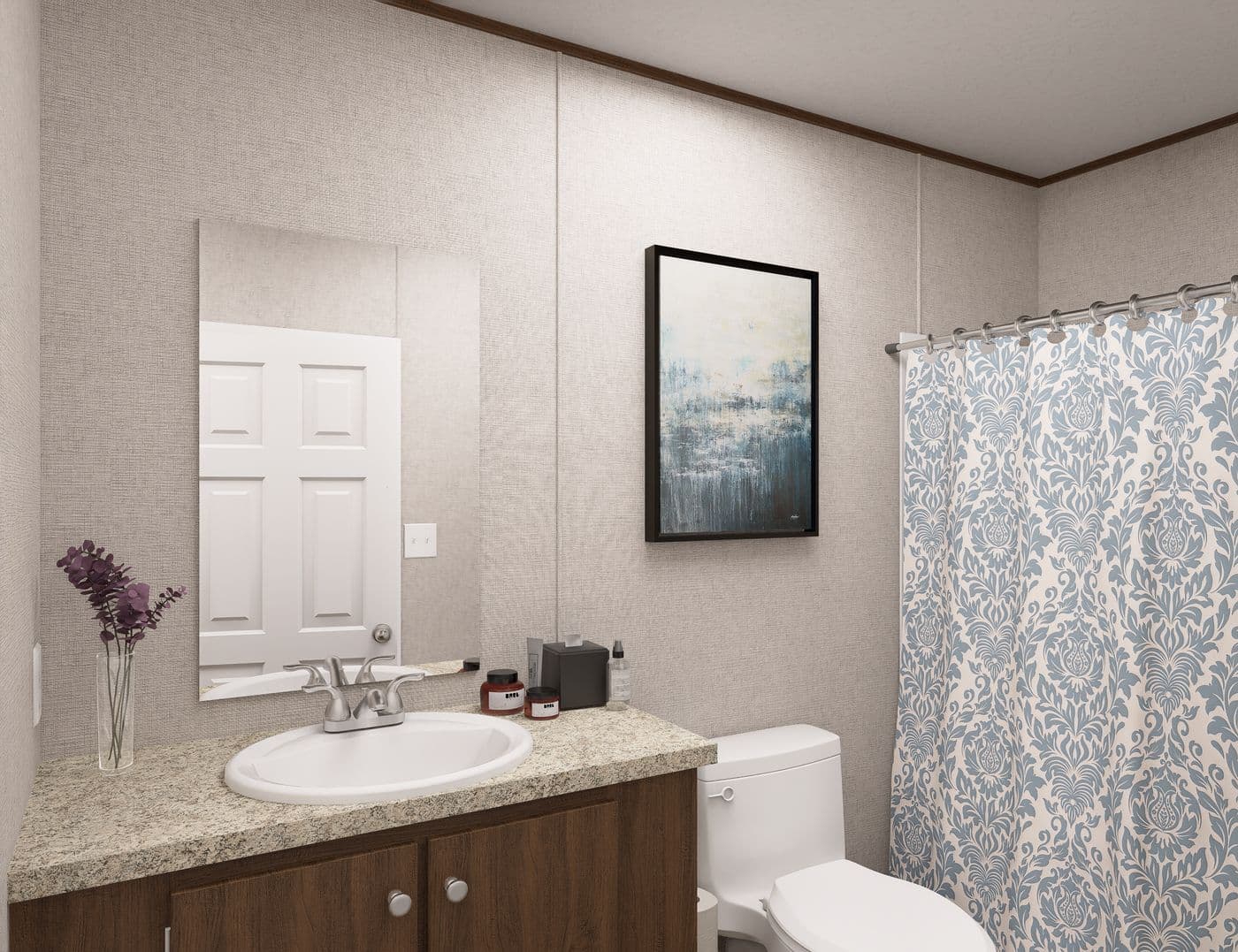 The DOGWOOD Primary Bathroom. This Manufactured Mobile Home features 2 bedrooms and 2 baths.