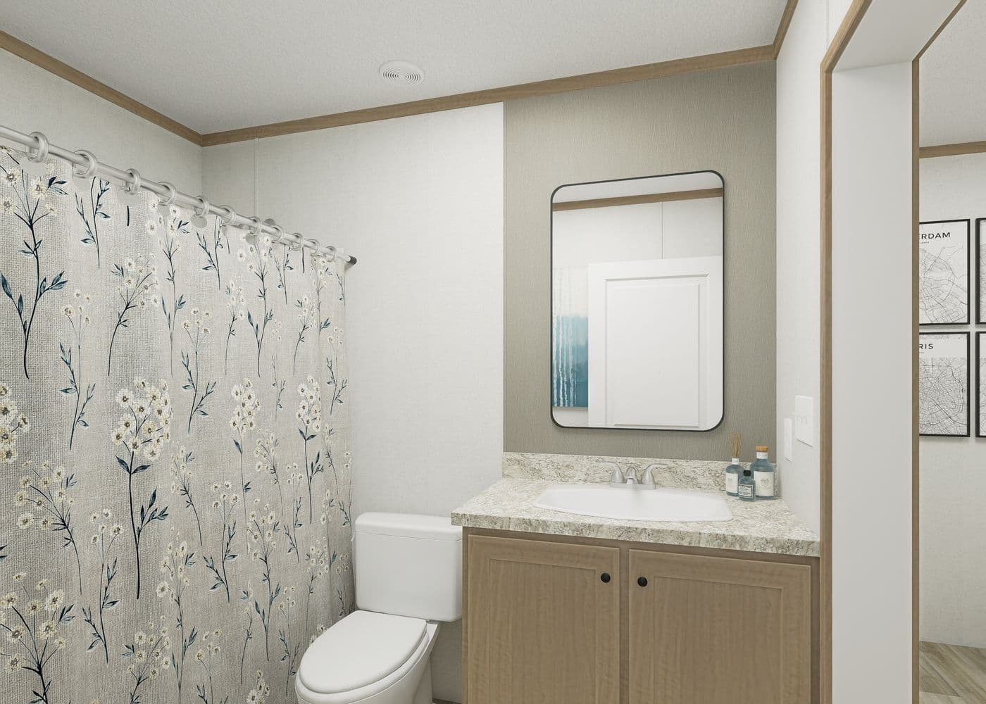 The THE RESERVE 52 Guest Bathroom. This Manufactured Mobile Home features 3 bedrooms and 2 baths.