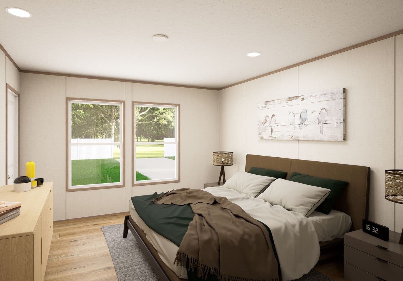 The GROVE Primary Bedroom. This Manufactured Mobile Home features 3 bedrooms and 2 baths.