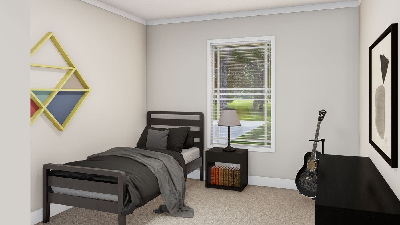 The WINCHESTER FLEX 32 WIDE Bedroom. This Manufactured Mobile Home features 4 bedrooms and 2 baths.