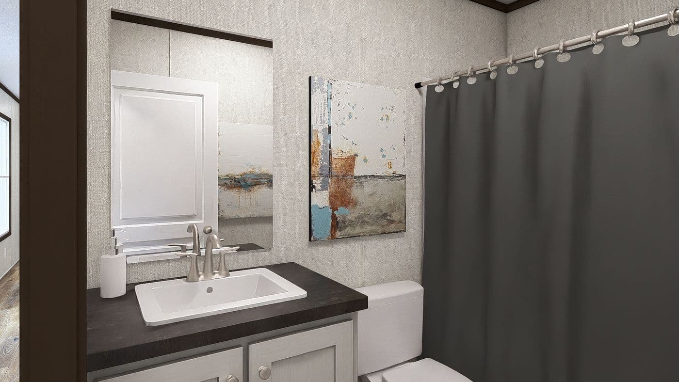 The SPIRIT Guest Bathroom. This Manufactured Mobile Home features 2 bedrooms and 2 baths.
