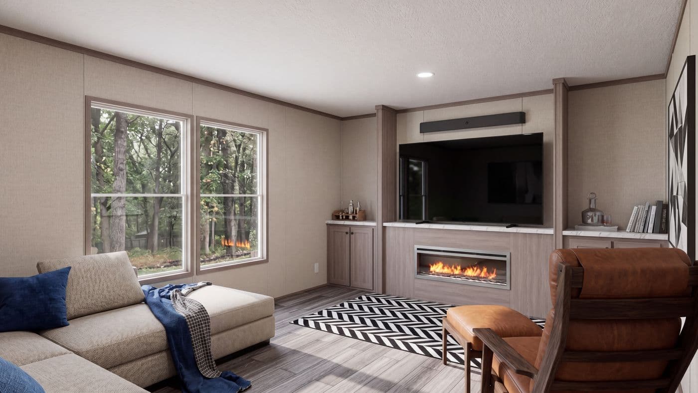 The THE MOUNTAINEER 60 Den. This Manufactured Mobile Home features 3 bedrooms and 2 baths.