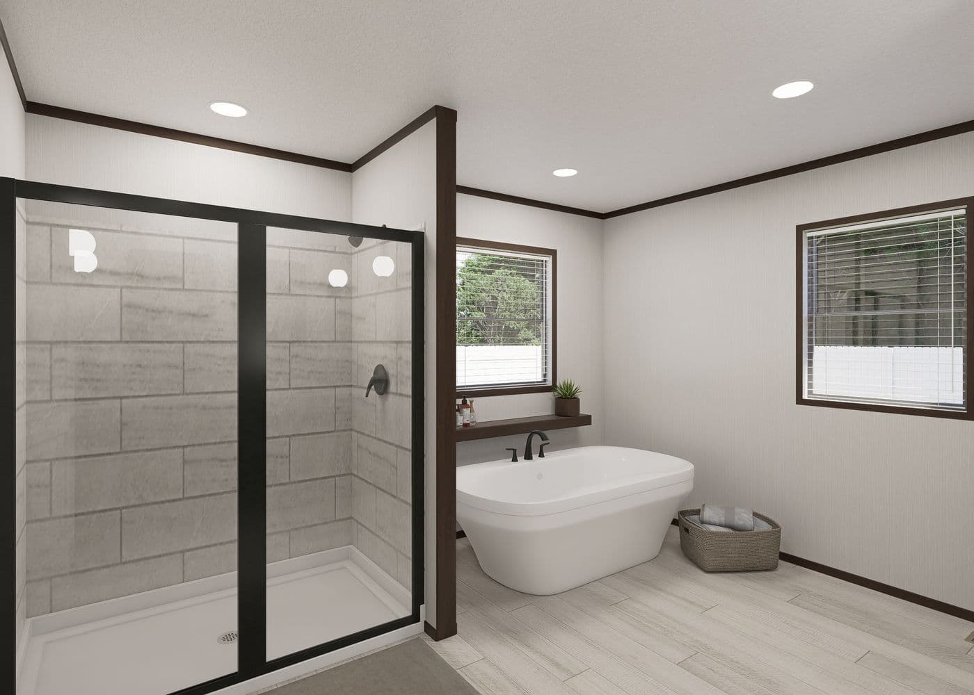 The SAPPHIRE Primary Bathroom. This Manufactured Mobile Home features 4 bedrooms and 2 baths.