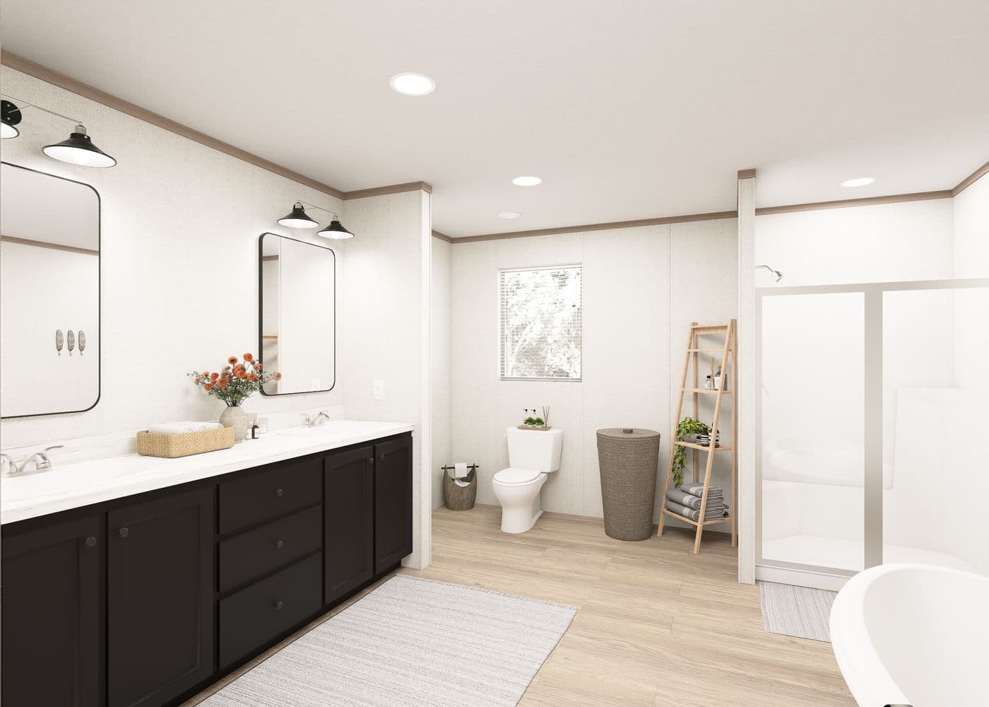 The THE RESERVE 60 Primary Bathroom. This Manufactured Mobile Home features 3 bedrooms and 2 baths.