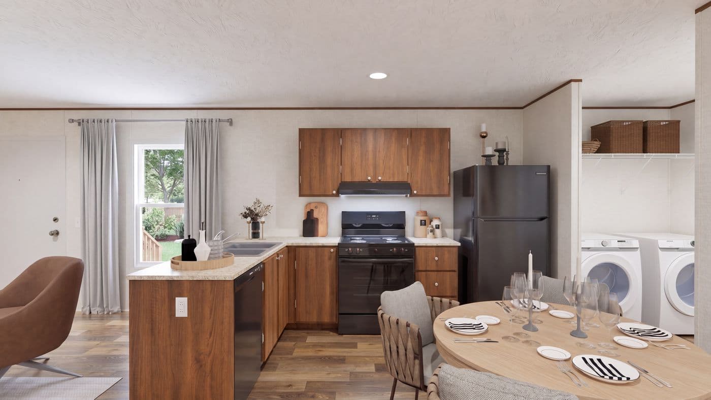 The MAGNOLIA Kitchen. This Manufactured Mobile Home features 3 bedrooms and 2 baths.