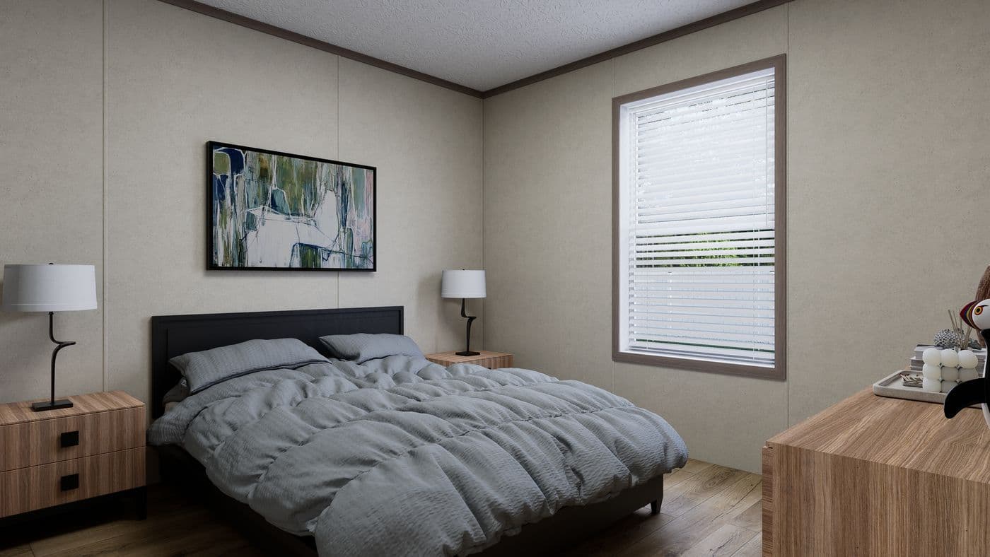 The 5224-CC55 STONEBRIDGE 52 Guest Bedroom. This Manufactured Mobile Home features 3 bedrooms and 2 baths.