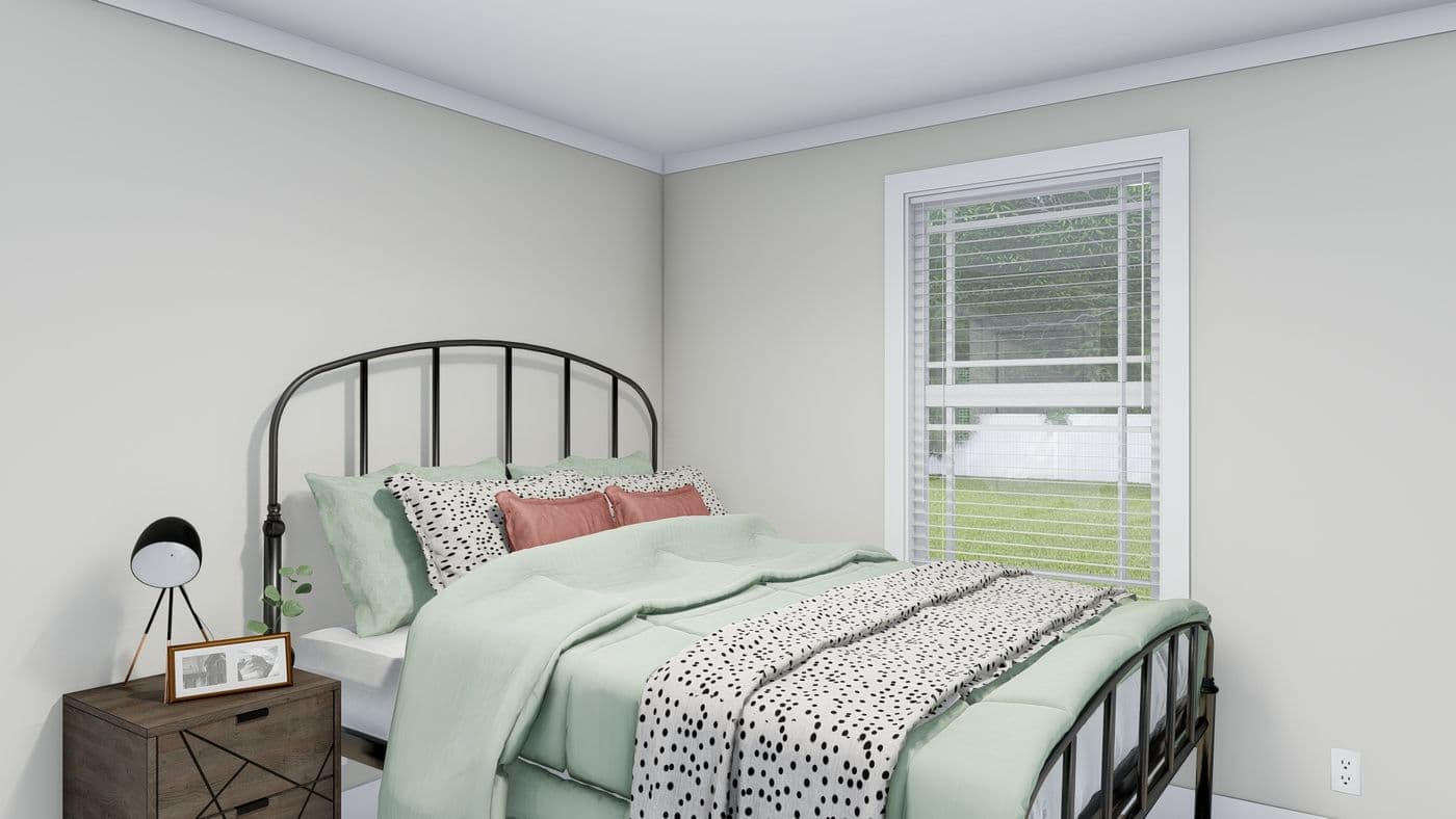 The MAVERICK 56A Bedroom. This Manufactured Mobile Home features 3 bedrooms and 2 baths.