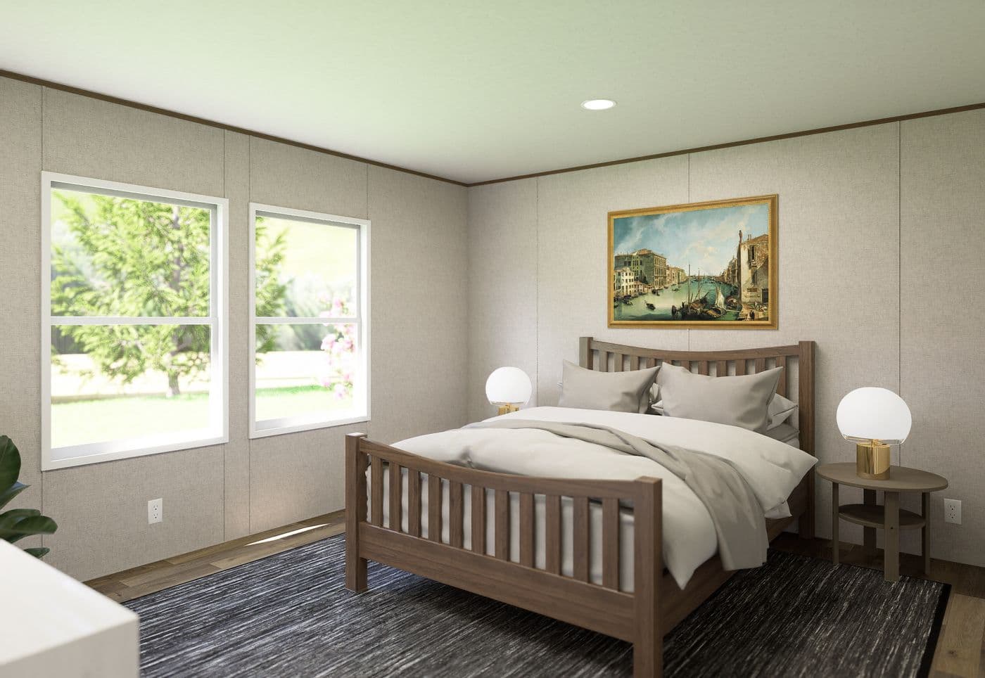 The CEDAR Primary Bedroom. This Manufactured Mobile Home features 3 bedrooms and 2 baths.