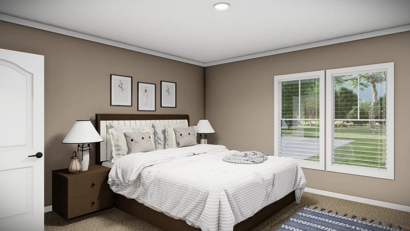 The THE LLOYD II Primary Bedroom. This Manufactured Mobile Home features 3 bedrooms and 2 baths.
