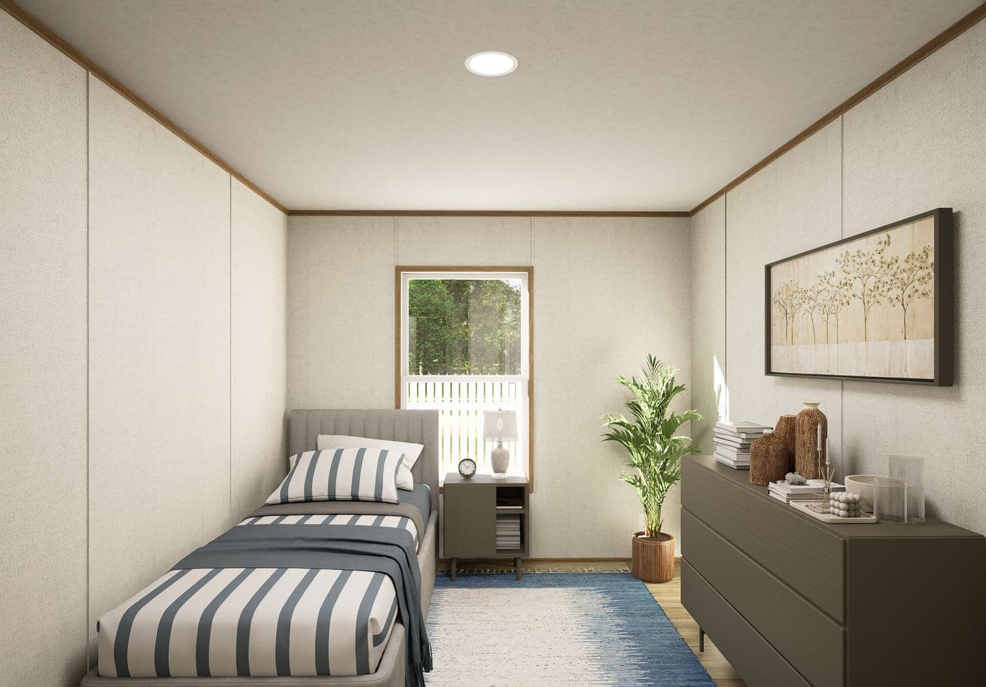 The GROVE Guest Bedroom. This Manufactured Mobile Home features 3 bedrooms and 2 baths.