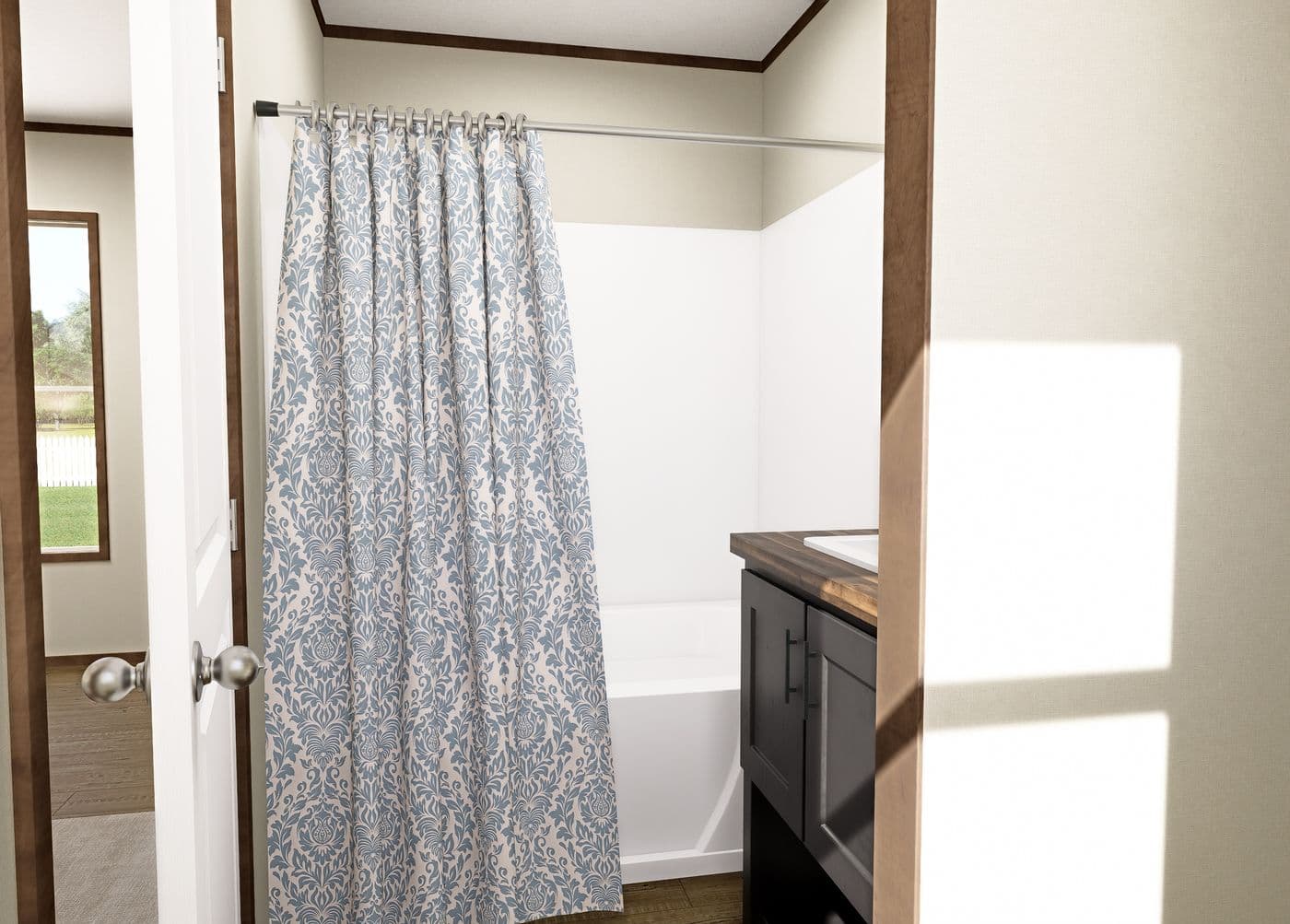 The MAGELLAN Primary Bathroom. This Manufactured Mobile Home features 3 bedrooms and 2 baths.