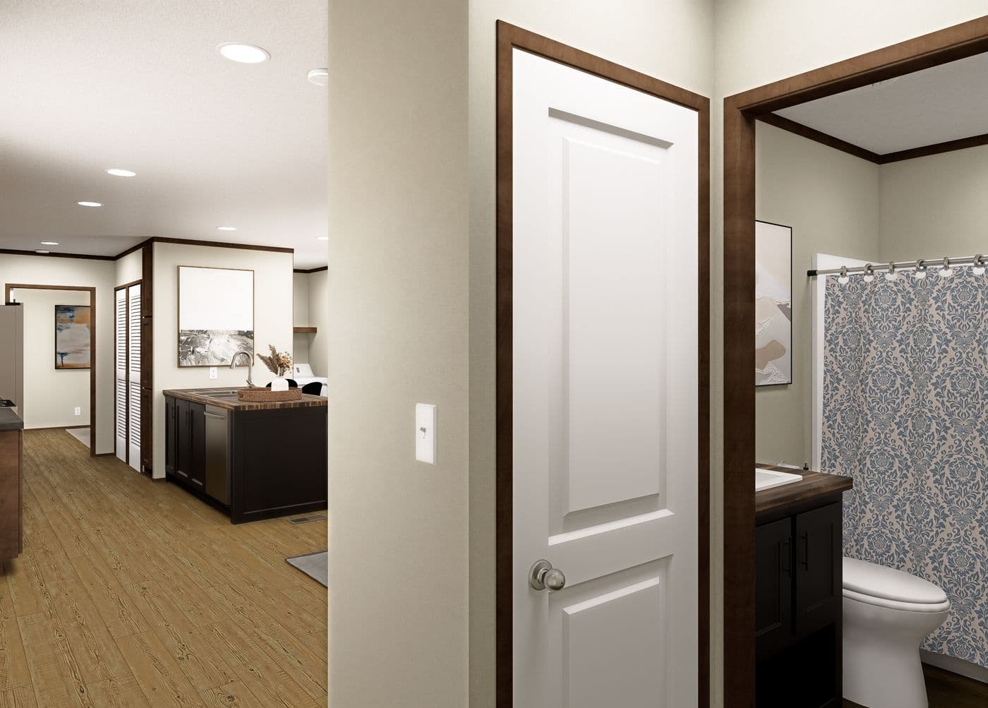 The LEWIS Flex. This Manufactured Mobile Home features 2 bedrooms and 2 baths.