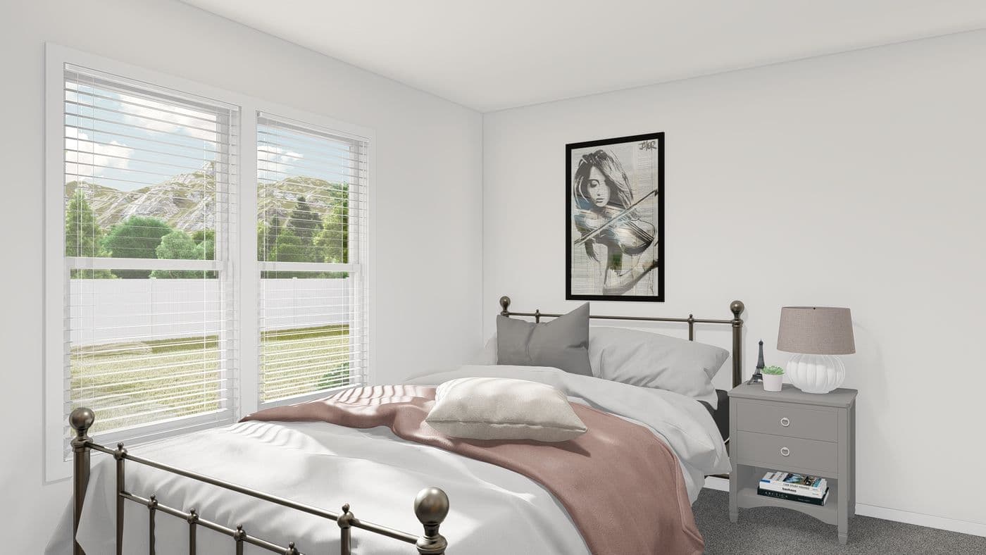 The ING382F REDWOOD II GW Bedroom. This Manufactured Mobile Home features 2 bedrooms and 2 baths.