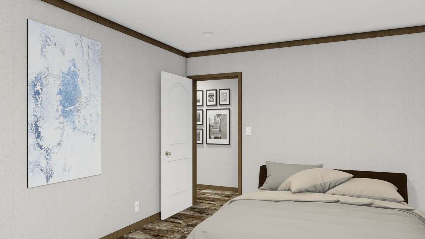 The HOMESTEAD BREEZE Bedroom. This Manufactured Mobile Home features 4 bedrooms and 2 baths.
