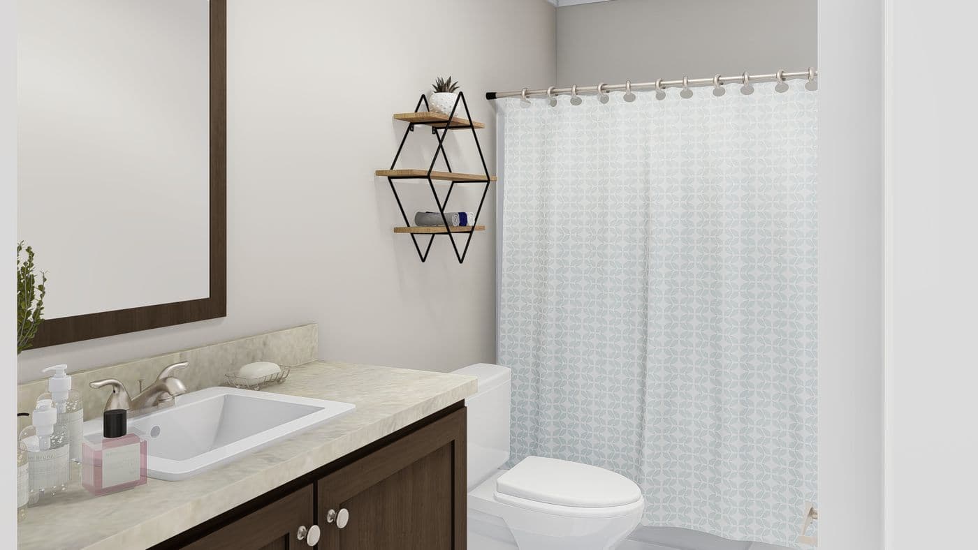 The WINCHESTER FLEX 32 WIDE Guest Bathroom. This Manufactured Mobile Home features 4 bedrooms and 2 baths.