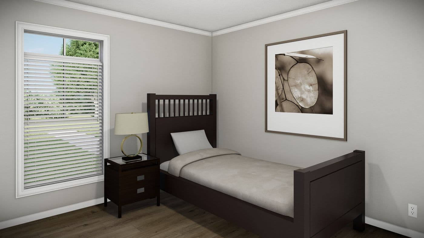 The HUXTON II Guest Bedroom. This Manufactured Mobile Home features 4 bedrooms and 2 baths.