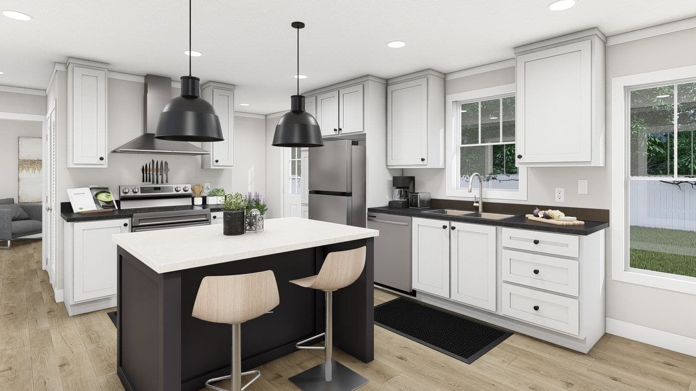 The SWEET CAROLINE Kitchen. This Manufactured Mobile Home features 3 bedrooms and 2 baths.