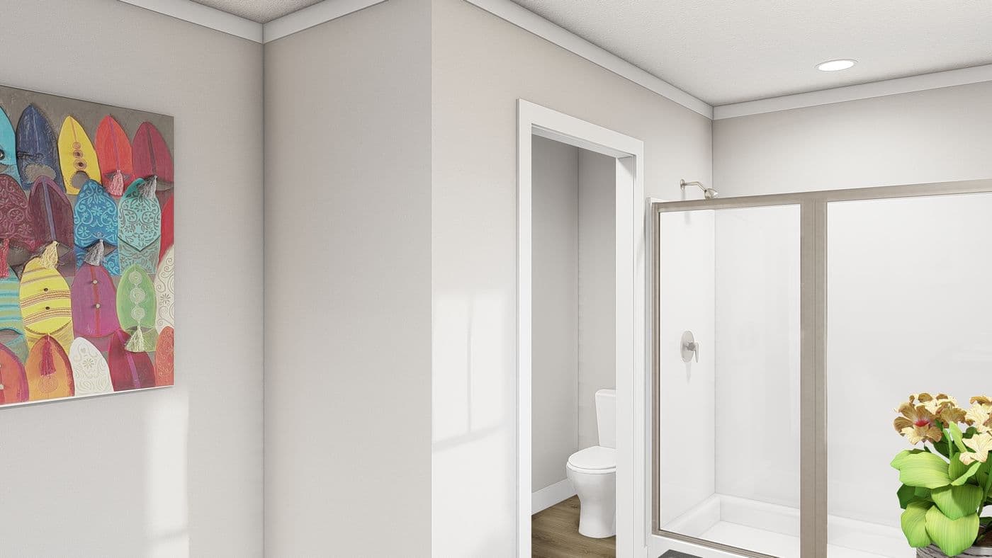 The LIMELIGHT Primary Bathroom. This Manufactured Mobile Home features 3 bedrooms and 2 baths.