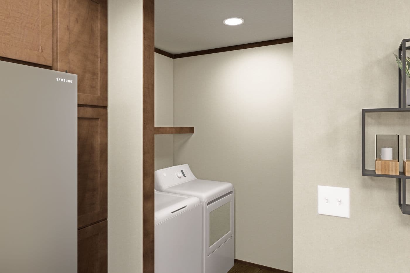 The POLO Utility Room. This Manufactured Mobile Home features 2 bedrooms and 1 bath.