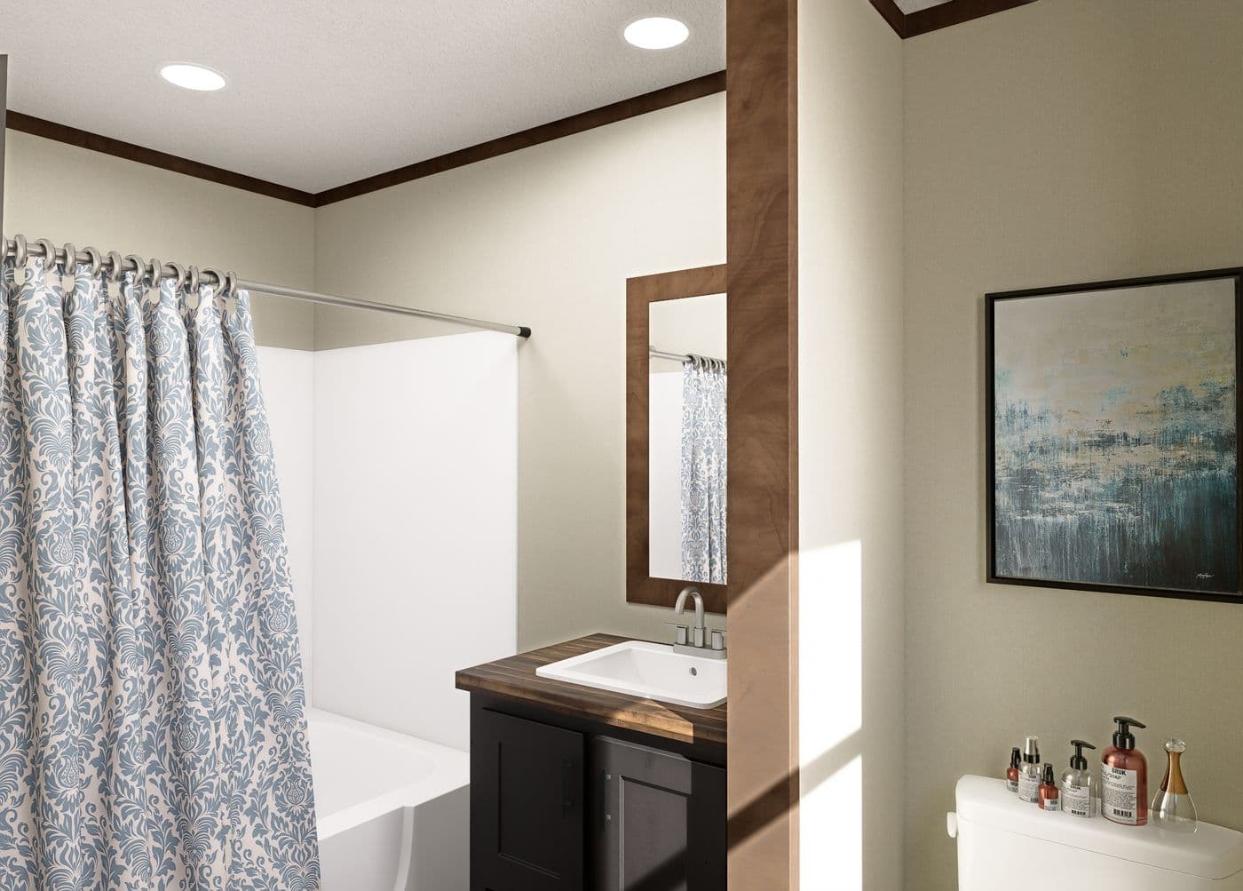 The LEWIS Primary Bathroom. This Manufactured Mobile Home features 2 bedrooms and 2 baths.