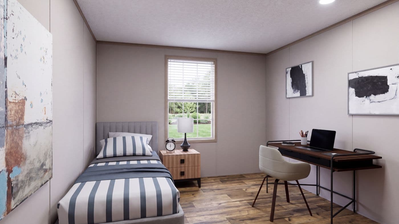The MOUNTAIN BREEZE 3260 Bedroom. This Manufactured Mobile Home features 3 bedrooms and 2 baths.