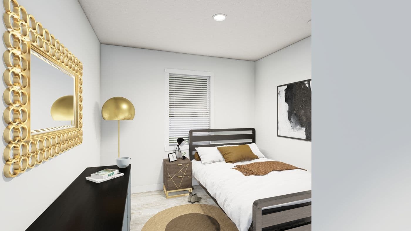 The HIP-2856-3C BOSTON Bedroom. This Manufactured Mobile Home features 3 bedrooms and 2 baths.