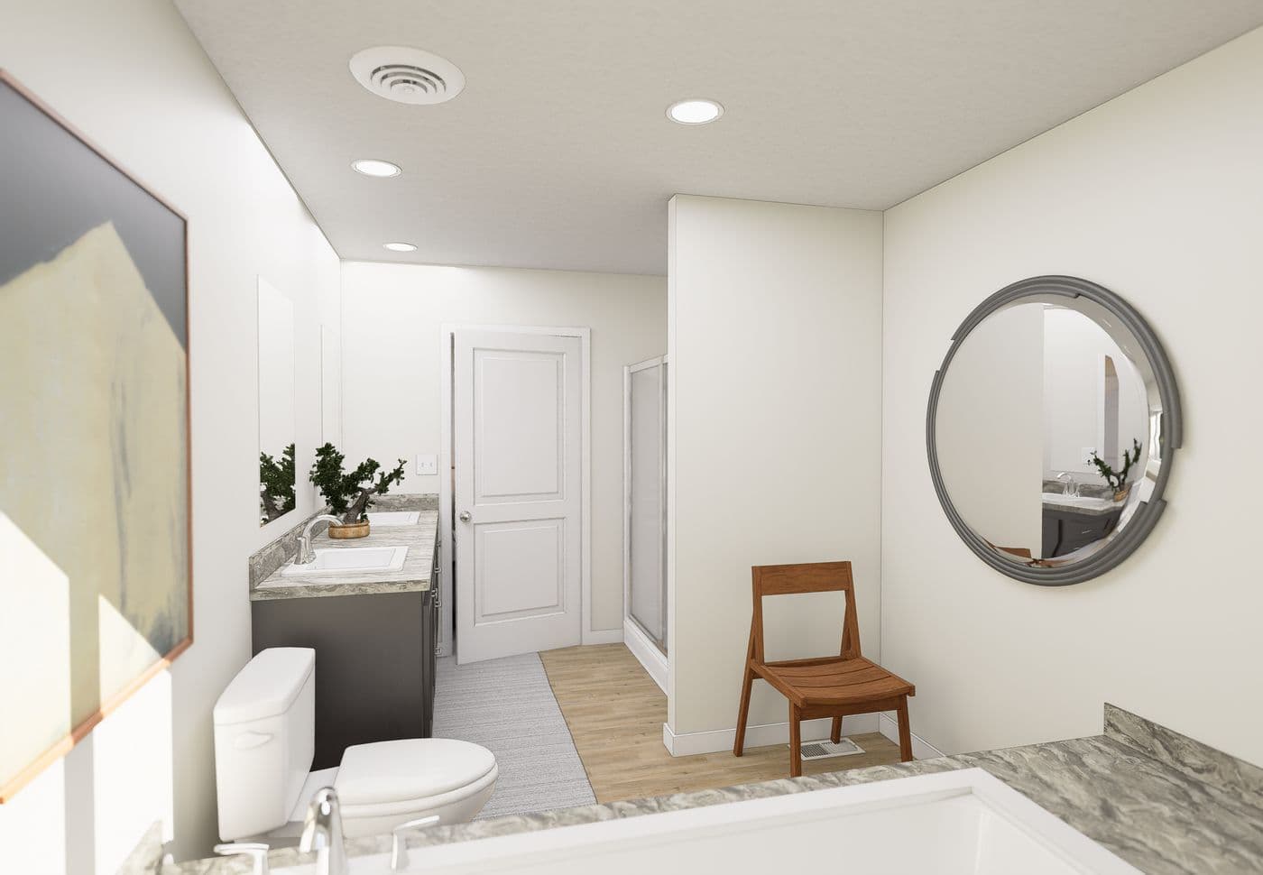 The 5021 IMAGINE Primary Bathroom. This Manufactured Mobile Home features 3 bedrooms and 2 baths.