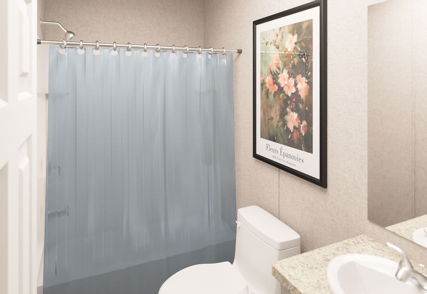 The CEDAR Guest Bathroom. This Manufactured Mobile Home features 3 bedrooms and 2 baths.