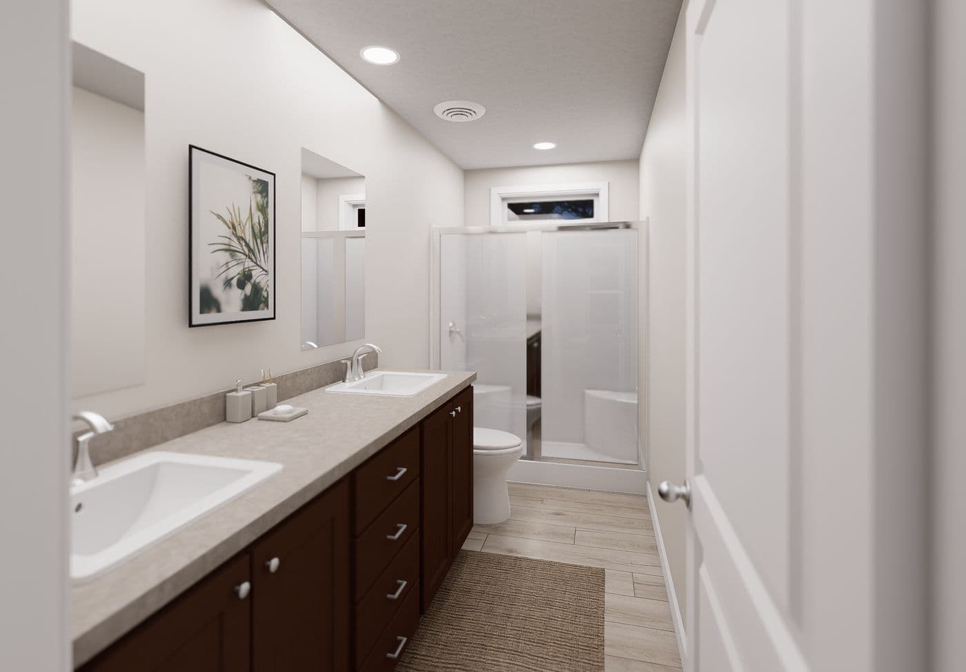 The 5015 IMAGINE Primary Bathroom. This Manufactured Mobile Home features 3 bedrooms and 2 baths.