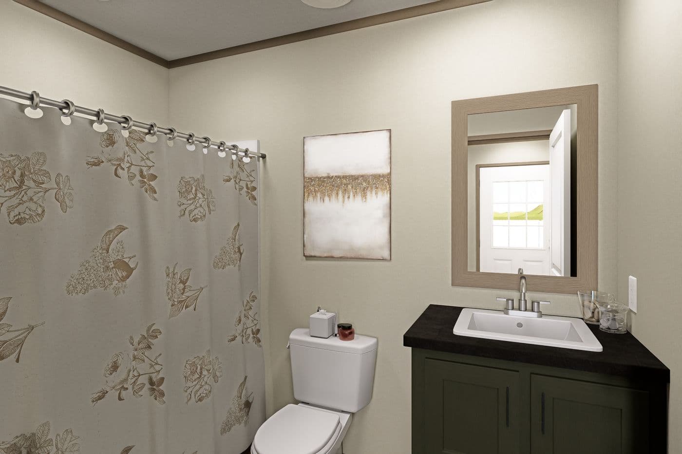 The CORTES Guest Bathroom. This Manufactured Mobile Home features 2 bedrooms and 2 baths.