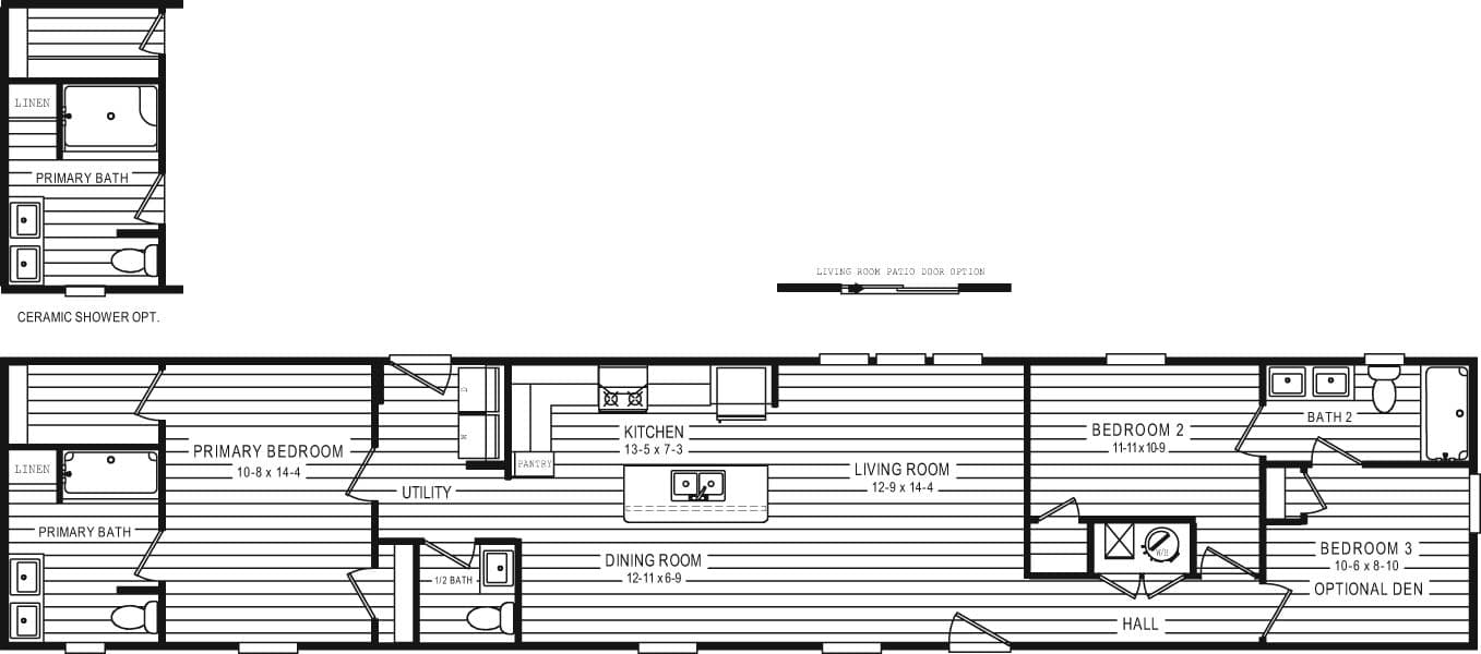 Floor plan for 7010 "YADKIN" 7616