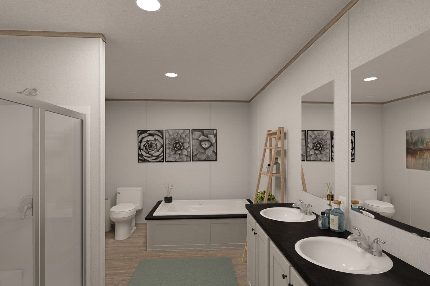 The THE EAGLE 48 Primary Bathroom. This Manufactured Mobile Home features 3 bedrooms and 2 baths.