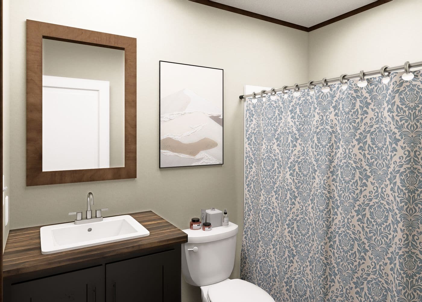 The MAGELLAN Guest Bathroom. This Manufactured Mobile Home features 3 bedrooms and 2 baths.