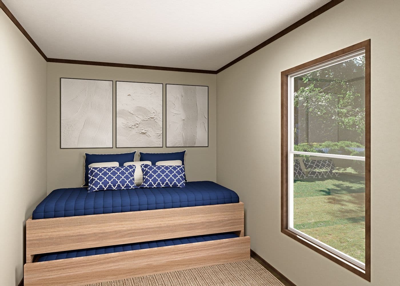The LEWIS Guest Bedroom. This Manufactured Mobile Home features 2 bedrooms and 2 baths.
