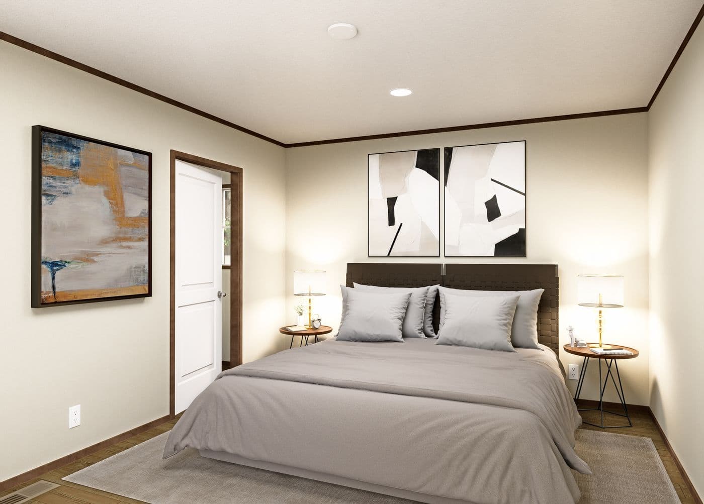 The MAGELLAN Primary Bedroom. This Manufactured Mobile Home features 3 bedrooms and 2 baths.