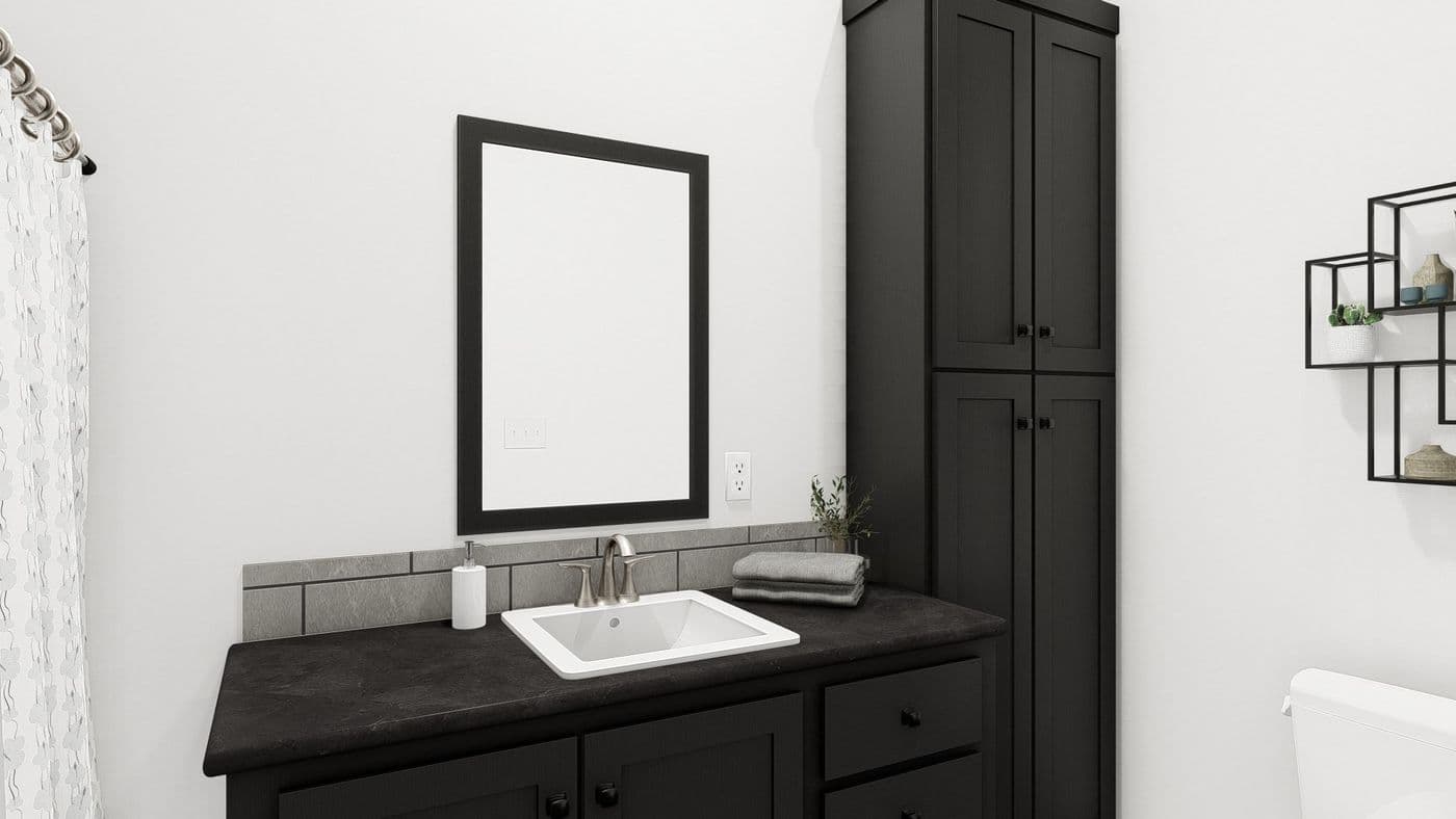 The ING564F SHASTA GW Guest Bathroom. This Manufactured Mobile Home features 3 bedrooms and 2 baths.