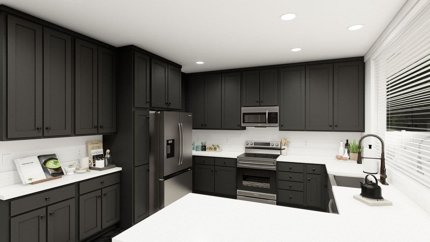 The ING621K TAMARACK GW Kitchen. This Manufactured Mobile Home features 3 bedrooms and 2 baths.