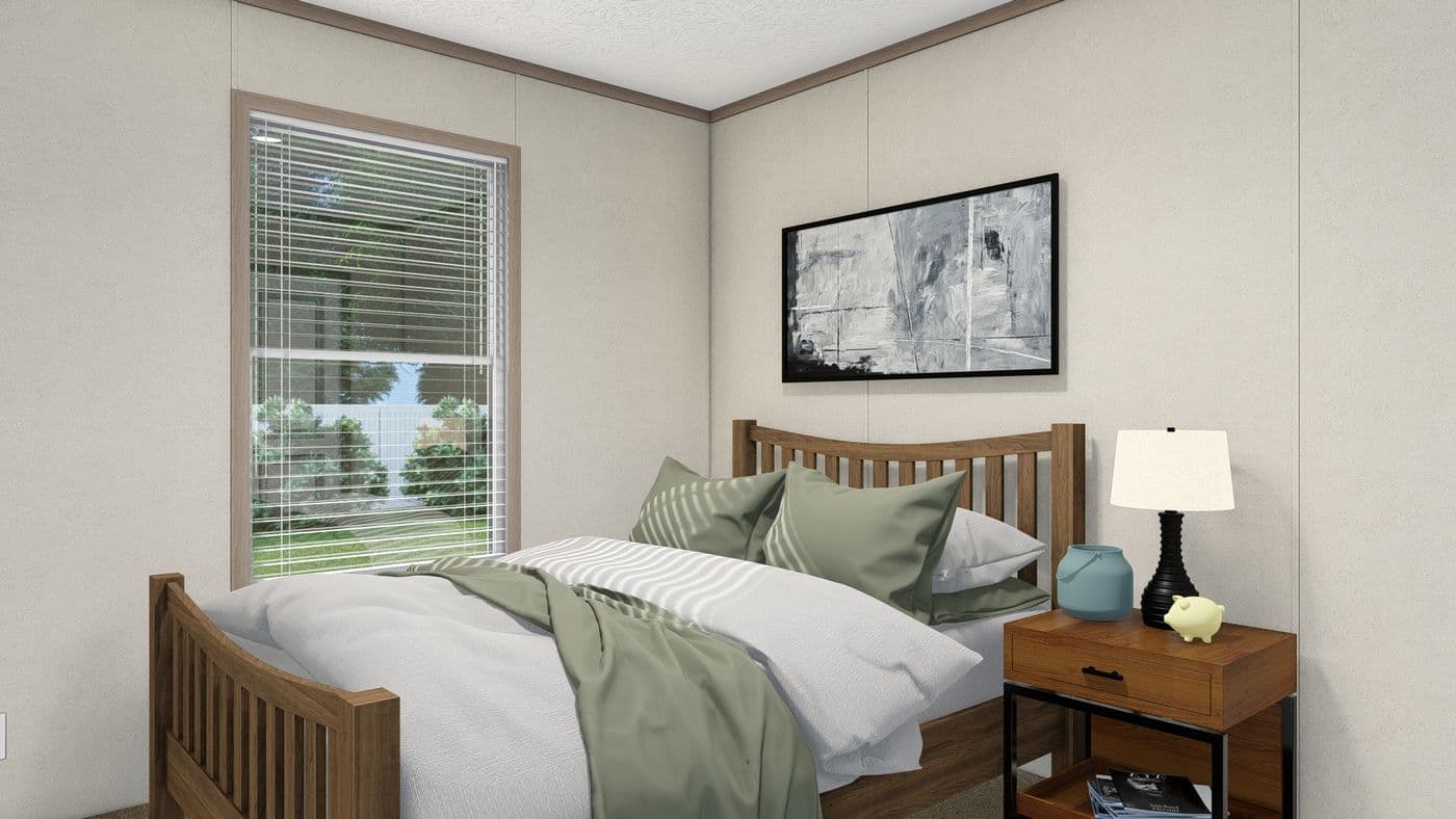 The 4428-E781 THE PULSE Guest Bedroom. This Manufactured Mobile Home features 3 bedrooms and 2 baths.