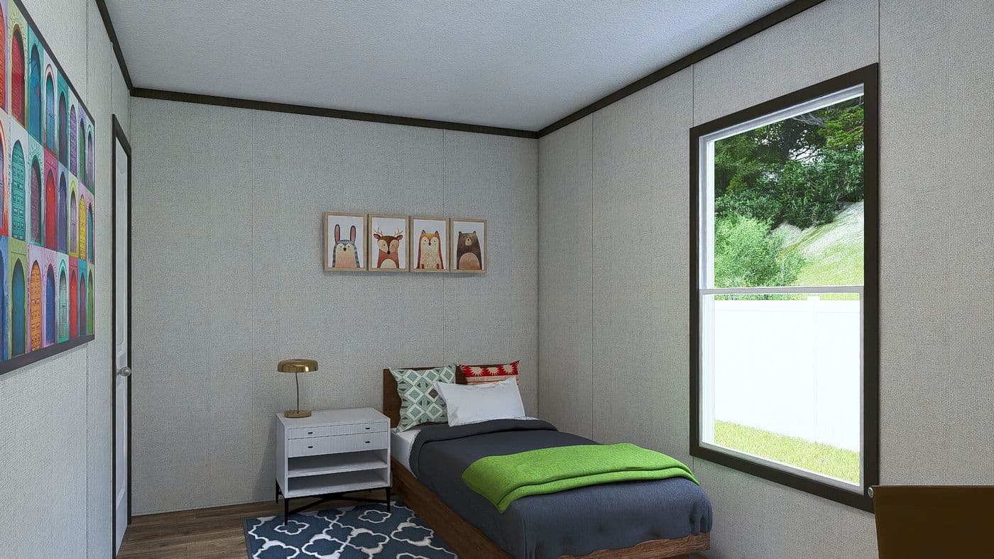 The ESSENCE Guest Bedroom. This Manufactured Mobile Home features 3 bedrooms and 2 baths.