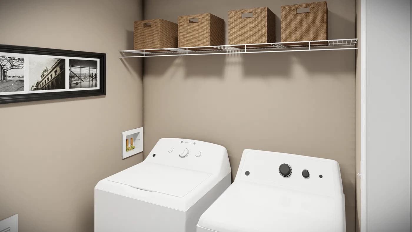 The THE MAVERICK Utility Room. This Manufactured Mobile Home features 3 bedrooms and 2 baths.