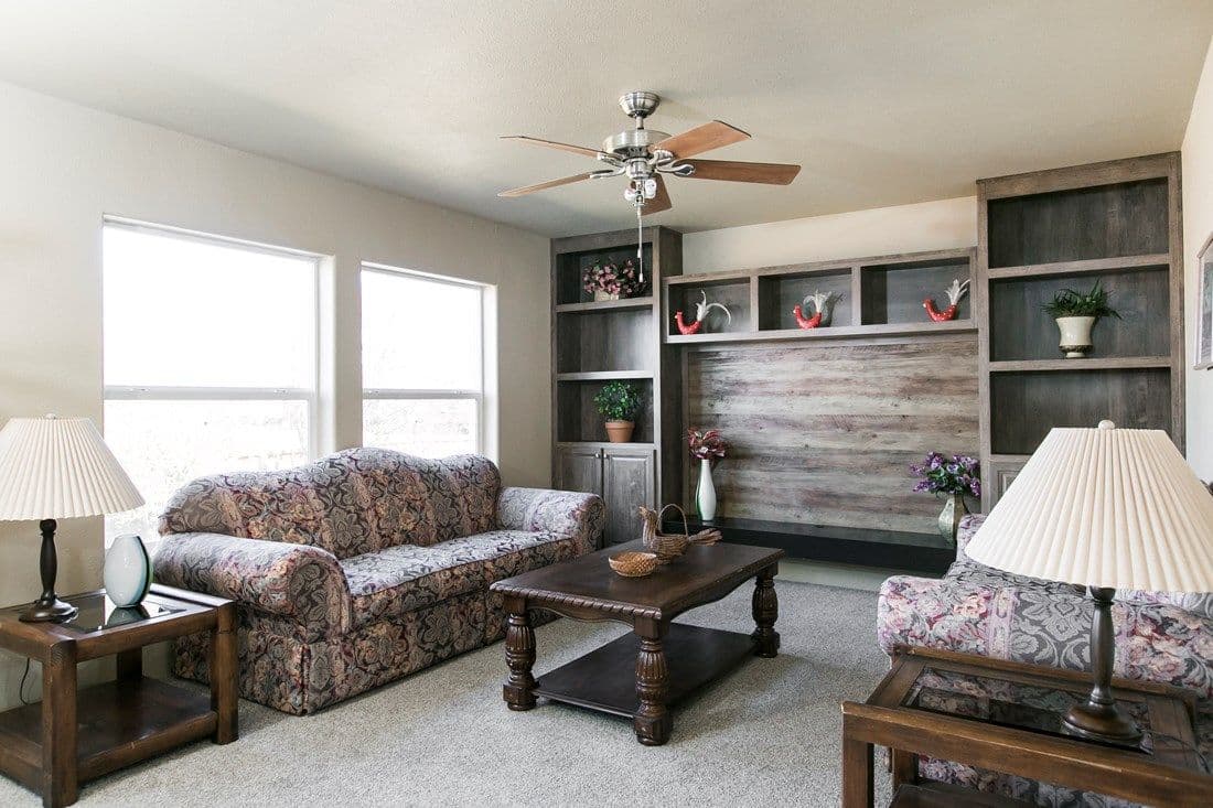 The 2022 COLUMBIA RIVER (NEW) Living Room. This Manufactured Mobile Home features 3 bedrooms and 2 baths.
