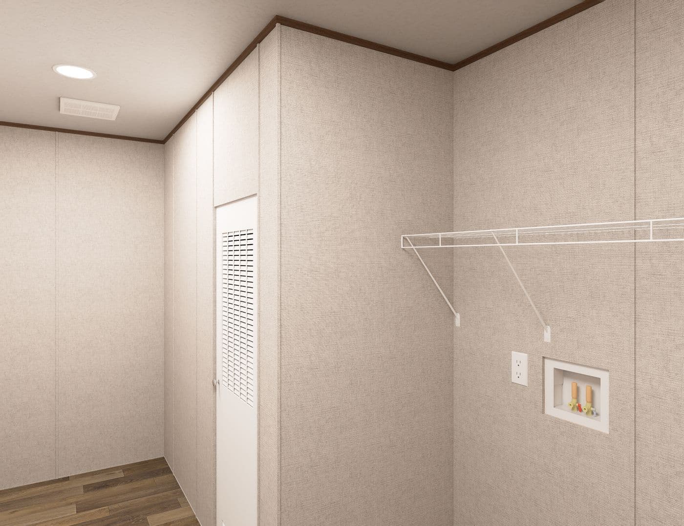 The REDWOOD Utility Room. This Manufactured Mobile Home features 5 bedrooms and 3 baths.