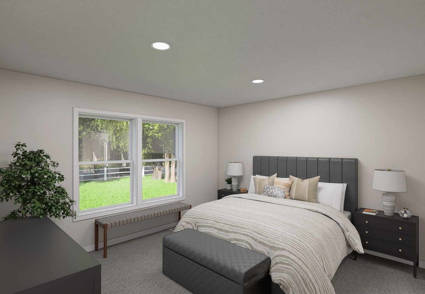 The 5022 IMAGINE Primary Bedroom. This Manufactured Mobile Home features 3 bedrooms and 2 baths.