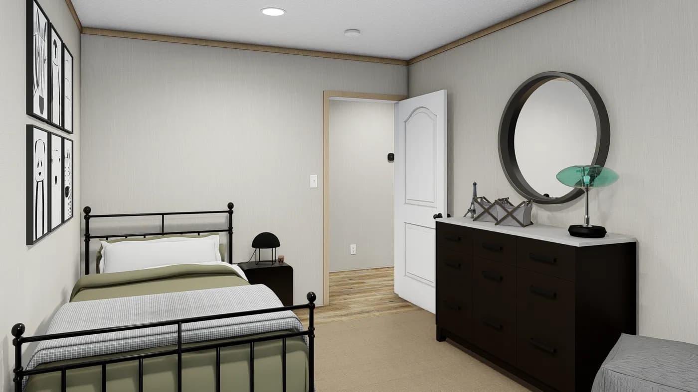 The RICHMOND Bedroom. This Manufactured Mobile Home features 3 bedrooms and 2 baths.