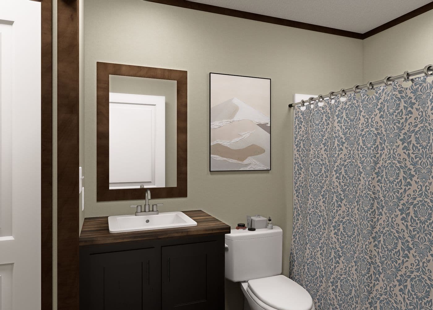 The LEWIS Guest Bathroom. This Manufactured Mobile Home features 2 bedrooms and 2 baths.