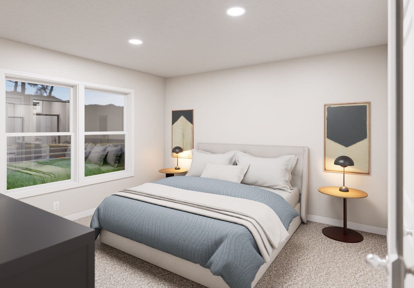 The 5015 IMAGINE Primary Bedroom. This Manufactured Mobile Home features 3 bedrooms and 2 baths.