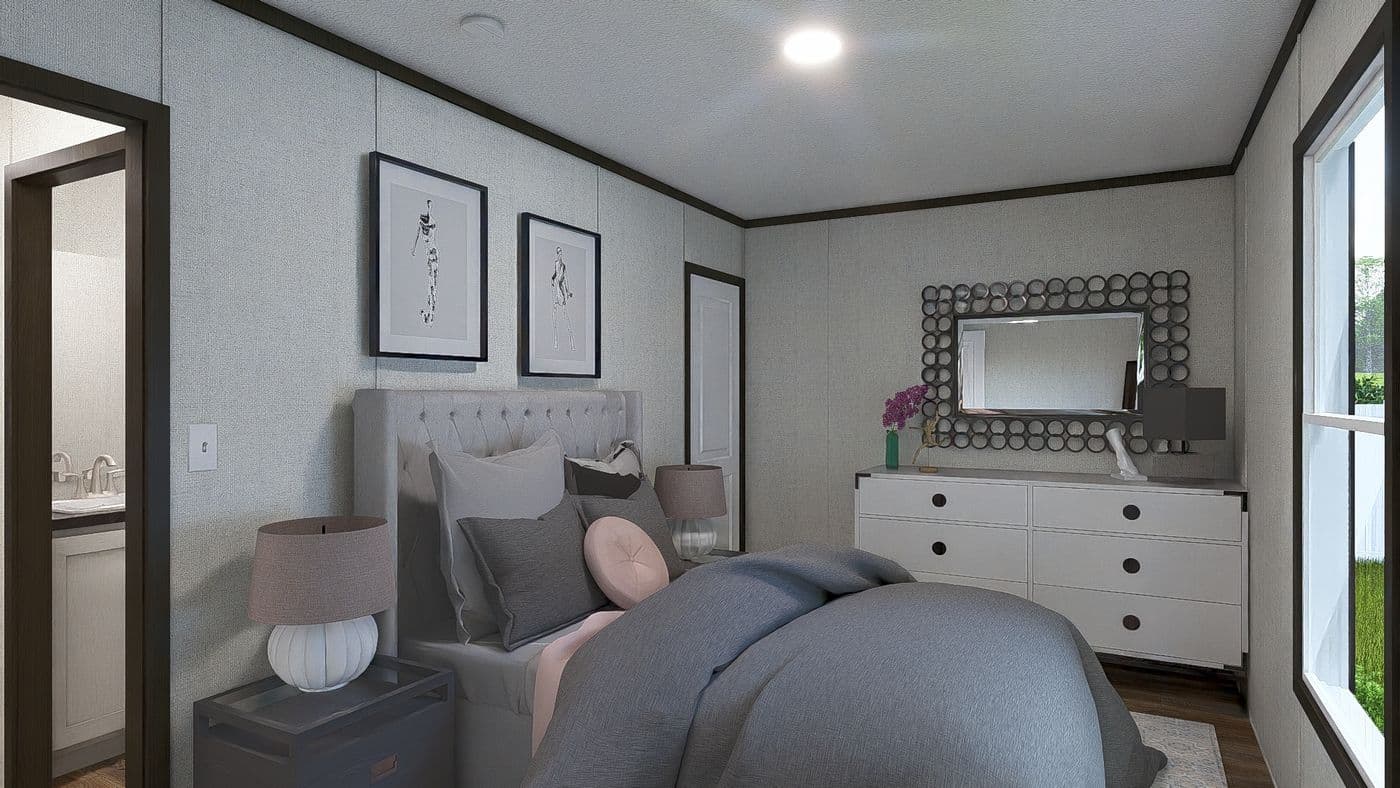 The INTUITION Guest Bedroom. This Manufactured Mobile Home features 3 bedrooms and 2 baths.